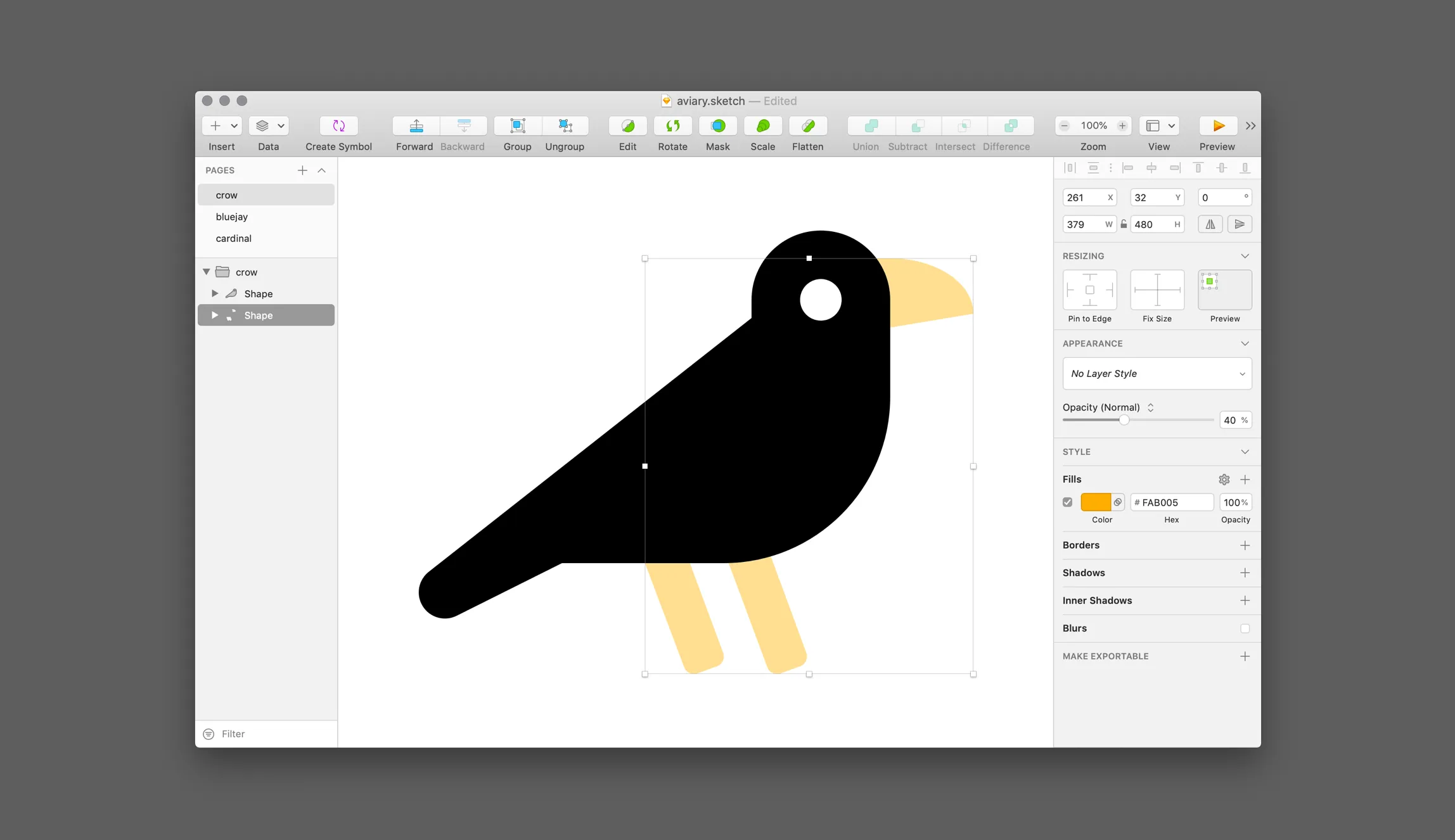 A duotone icon with color applied to the secondary layer in Sketch