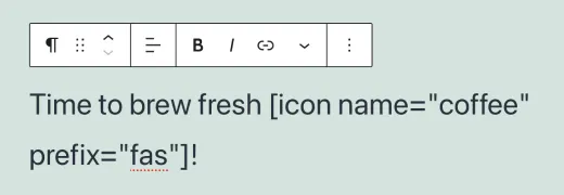 Icon shortcode inserted into content